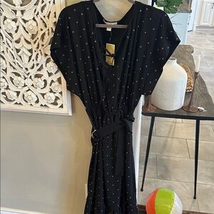 Michael Kors Black and Gold Grammot Maxi Dress With Belt